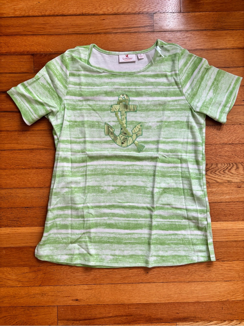 Green Striped Anchor Tee